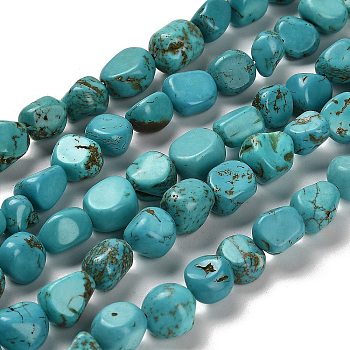 Natural Turquoise Beads Strands, Dyed & Heated, Nuggets, Tumbled Stone, 7~13x4.5~10x4.5~10mm, Hole: 1.2mm, about 44~46pcs/strand, 15.08~16.14 inch(38.3~41cm)