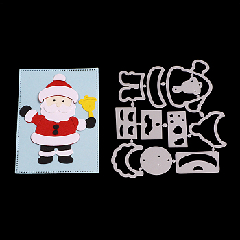Father Christmas Frame Carbon Steel Cutting Dies Stencils, for DIY Scrapbooking/Photo Album, Decorative Embossing DIY Paper Card, Matte Platinum, 9.5x11.1cm