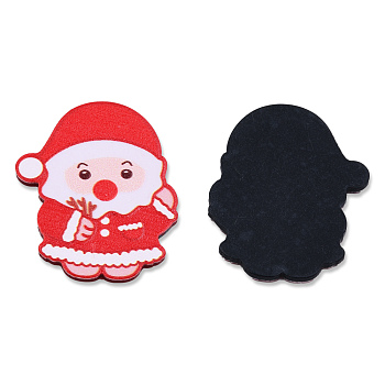 Printed Embossed Opaque Acrylic Cabochons, Christmas Style, Snowman, Red, 34x27x2mm