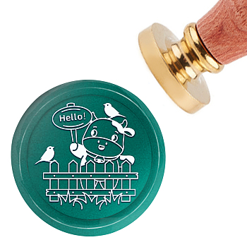 Brass Wax Seal Stamp with Handle, for DIY Scrapbooking, Cow Pattern, 3.5x1.18 inch(8.9x3cm)