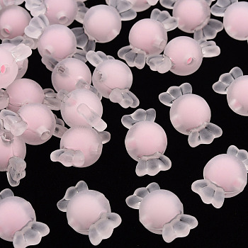 Transparent Acrylic Beads, Frosted, Bead in Bead, Candy, Misty Rose, 11.5x21.5x11.5mm, Hole: 2.5mm, about 393pcs/500g