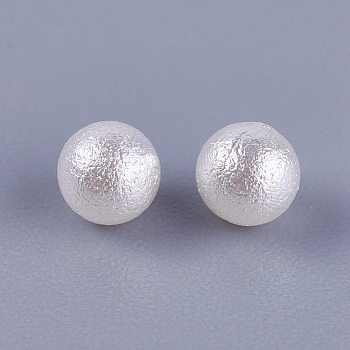 Eco-Friendly ABS Plastic Imitation Pearl Beads, Crapy Surface, No Hole/Undrilled, Round, White, 4mm