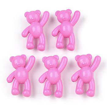 Opaque Acrylic Pendants, Bear, Pearl Pink, 37x28x13mm, Hole: 2.5mm, about 133pcs/500g