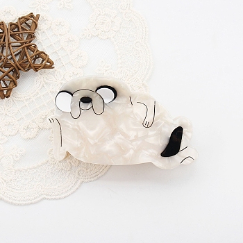Cute Sea Lion Cellulose Acetate Large Claw Hair Clips, Hair Accessories for Girls Women, Old Lace, 54x100x44mm