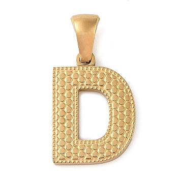 PVD Vacuum Plating 304 Stainless Steel Pendants, Golden, Letter Charm, Letter D, 17x12.5x1.5mm, Hole: 5x3mm