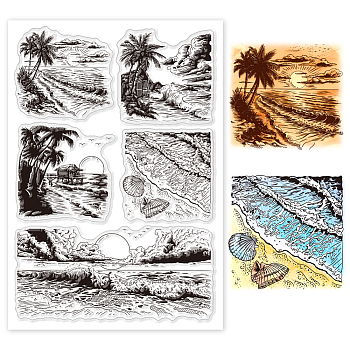 Custom PVC Plastic Clear Stamps, for DIY Scrapbooking, Photo Album Decorative, Cards Making, Sandbeach, 160x110x3mm