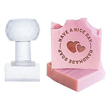 Clear Acrylic Soap Stamps with Big Handles, DIY Soap Molds Supplies, Heart, 64x50x50mm, Pattern: 35x35mm