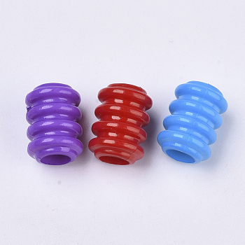 Opaque Acrylic European Beads, Large Hole Groove Beads, Column, 15x11mm, Hole: 6mm, about 620pcs/500g