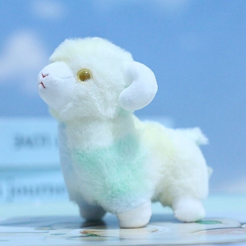 Cute Cloth Plush Sheep Pendant Decorations, for Keychain, Purse, Backpack Ornament, Aquamarine, 120mm