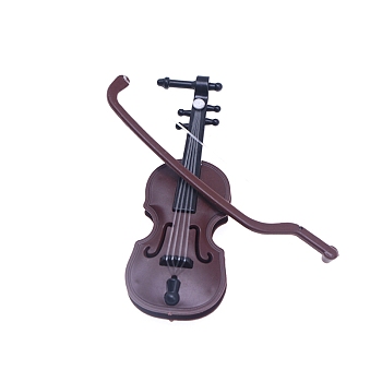 Plastic Musical Instrument Mini Model, Micro Landscape Dollhouse Accessories, Pretending Prop Decorations, Violin, 83mm