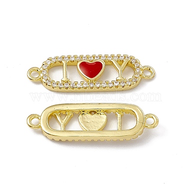 Real 18K Gold Plated Red Oval Brass+Cubic Zirconia+Enamel Links