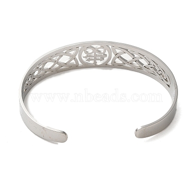 304 Stainless Steel Hollow Cuff Bangles(BJEW-Z022-02P)-3
