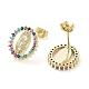 Brass Micro Pave Colorful Cubic Zirconia Stud Earrings for Women(EJEW-D086-10G)-2