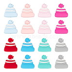 16Pcs 8 Colors Christmas Theme Silicone Beads, Christmas Hat, Mixed Color, 28x26x9.5mm, Hole: 2mm, 2pcs/color(SIL-CA0002-50)