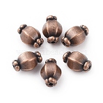 Tibetan Style Spacer Beads, Zinc Alloy, Lead Free & Nickel Free & Cadmium Free, Lantern, Red Copper Color, 7mm in diameter, 10mm long, hole: 1mm(X-RLF0527Y-NF)