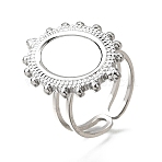 Tarnish Resistant 304 Stainless Steel Cuff Ring Findings, Bezel Cup Ring Settings with Oval Tray, Stainless Steel Color, Tray: 14x10mm, Inner Diameter: 17mm, Wide: 24mm(X-PW-WG41752-02)