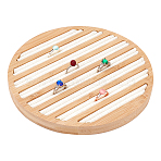 8-Slot Flat Round Bamboo Finger Ring Display Plates, Earring Organizer Holder with Linen, White, 20.1x1.75cm(RDIS-WH0009-016A)