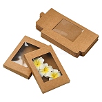 12Pcs Foldable Creative Kraft Paper Boxes, Wedding Favor Boxes, Favour Box, Paper Gift Box, with Clear Window, Rectangle, Camel, Box: 12.5x8.5x1.5cm(CON-YW0001-79A)