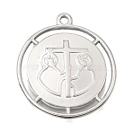 304 Stainless Steel Pendants, Flat Round Charms, Tarnish Free, Stainless Steel Color, 29.5x26.5x3mm, Hole: 1.8mm(STAS-D391-08P)