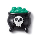 Halloween Opaque Resin Cabochons, Black, Cauldron Pattern, 25x22.5x10mm(CRES-B010-01A-01)