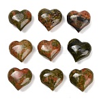 Natural Unakite Beads, Heart, 13~14x14~15x8~9mm, Hole: 1.6~1.8mm(GG-CBA4A3B-C24-01)