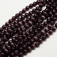 Cat Eye Beads, Round, Indigo, 6mm, Hole: 1mm, about 66pcs/strand, 15.5 inch(X-CER02)