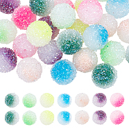 Elite 28Pcs 7 Colors  Frosted Acrylic Beads, Tow Tone, Round, Mixed Color, 20x19mm, Hole: 2.8mm, 4pcs/color(MACR-PH0002-19)