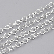304 Stainless Steel Rolo Chains, Belcher Chain, Unwelded, with Spool, Silver Color Plated, 4x0.6mm, about 164.04 Feet(50m)/roll(CHS-T002-10)