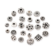 Elite 1200Pcs 24 Styles Tibetan Style Alloy Spacers Beads, Lead Free & Nickel Free & Cadmium Free, Gear & Rondelle & Barrel, Mixed Shapes, Antique Silver, 4~8mm, Hole: 1~3.5mm, 50pcs/style(TIBEB-PH0005-09)