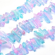 Electroplated Natural Quartz Crystal Beads Strands, Dyed, Nuggets, Colorful, 18~36x6~10mm, Hole: 1.5mm, about 15.7 inch(40cm)(G-P368-06D)