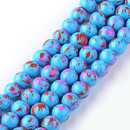 Matte Style Glass Bead Strands, Round, Deep Sky Blue, 8mm, Hole: 1mm, about 100pcs/strand, 31.4 inch(X-DGLA-S113-8mm-D05)