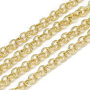 Aluminum Rolo Chains, Belcher Chains, Textured, Unwelded, Pale Goldenrod, 3.6x1.4mm(CHA-S001-031B)