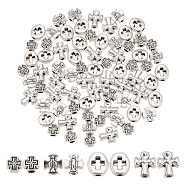 8 bags 4 styles Tibetan Style Alloy Beads, Cross, Antique Silver, 5.5~8.5x6~7.5x4~4.5mm, Hole: 1.6~2mm,4 styles, 2bags/style, 10bags, 10pcs/bag(FIND-AR0004-86)