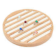 8-Slot Flat Round Bamboo Finger Ring Display Plates, Earring Organizer Holder with Linen, White, 20.1x1.75cm(RDIS-WH0009-016A)