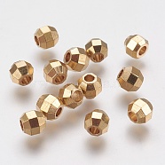 Faceted Brass Beads, Round, Raw(Unplated), 5mm, Hole: 2mm(KK-F736-03C)