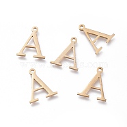 304 Stainless Steel Charms, Greek Alphabet, Golden, Letter.A, 13.8x11.5x1mm, Hole: 1.2mm(STAS-K215-19G)