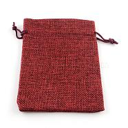 Burlap Packing Pouches Drawstring Bags, Dark Red, 18x13cm(ABAG-Q050-13x18-06)