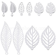 100Pcs 5 Styles 304 & 201 & 316 Surgical Stainless Steel Pendants, Leaf, Stainless Steel Color, 13~32x5~14x0.2~1mm, Hole: 0.5~1.4mm, 20pcs/style(STAS-SC0006-84)