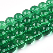 Transparent Glass Beads Strands, Round, Sea Green, 9.5~10mm, Hole: 1.5mm, about 40~42pcs/strand, 14.76~15.12 inch(37.5~38.4cm)(GLAA-T032-T10mm-21)