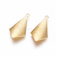 Rack Plating Brass Pendants, Rhombus, Golden, 25x12x0.5mm, Hole: 1.4mm(KK-F804-10G)