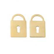 304 Stainless Steel Chain Extender Drop, Padlock Charms, Real 14K Gold Plated, 11x7x0.5mm, Hole: 4.5x2mm(STAS-L022-462G)