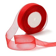 Sheer Organza Ribbon, Christmas Ribbon, Christmas Ribbon, Wide Ribbon for Wedding Decoration, Red, 1 inch(25mm), 50yards/roll(45.72m/roll)(X-RS25mmY026)