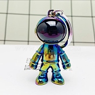 Plastic Astronaut Keychains, Electroplated, with Iron Key Rings, Rainbow Color, 10.3cm(KEYC-WH0024-02M)