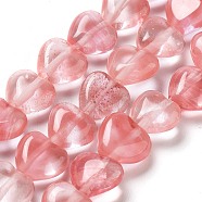 Cherry Quartz Glass Beads Strands, Heart, 10x10x4.5~5mm, Hole: 0.7mm, about 20pcs/strand, 7.28''~7.48''(18.5~19cm)(G-P528-C01-01)