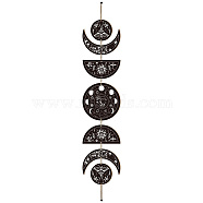 Moon Phase Wood Hanging Wall Decorations, with Cotton Thread Tassels, for Home Wall Decorations, Moon, 790mm(HJEW-WH0054-010)