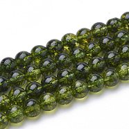 K9 Glass Beads Strands, Round, Dyed, Green, 10x9.5mm, Hole: 1mm, about 38pcs/strand, 16.3 inch(X-G-T064-40-10mm)