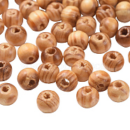 Original Color Natural Wood Beads, Round Wooden Spacer Beads for Jewelry Making, Undyed, Peru, 6~7x4~5mm, Hole: 2mm(TB611Y-6mm-LF)