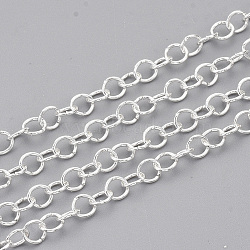 304 Stainless Steel Rolo Chains, Belcher Chain, Unwelded, with Spool, Silver Color Plated, 4x0.6mm, about 164.04 Feet(50m)/roll(CHS-T002-10)
