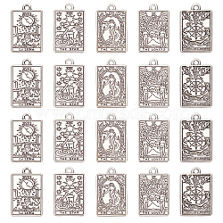 40Pcs 8 Style Tibetan Style Alloy Pendants, Antique Silver, Rectangle with Tarot Pattern, Antique Silver, 23x14x1.5mm, Hole: 1.8mm, 5pcs/style(FIND-NB0003-49)