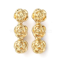 Brass Multi-Strand Links, Long-Lasting Plated, Lead Free & Cadmium Free, Rose Flower Connector, Real 18K Gold Plated, 17.5x6x5mm, Hole: 1.2mm(KK-K346-31G)
